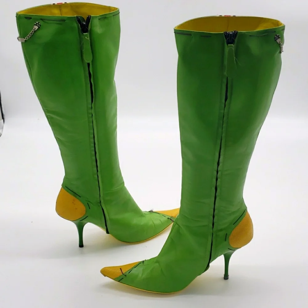 GIUSEPPE ZANOTTI SIZE 40 COLOR GREEN AND YELLOW 100% AUTHENTIC & ITS USED ITEM - Picture 9 of 11